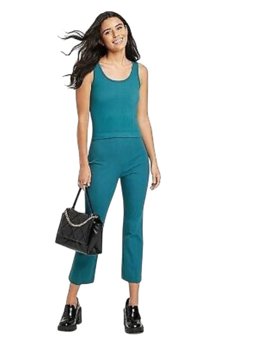 Women's Cropped Kick Flare Pull-On Pants - A New Day Teal Blue Size: 10